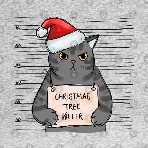 Christmas Tree Killer - Angry Christmas Cat by Pop Cult Store